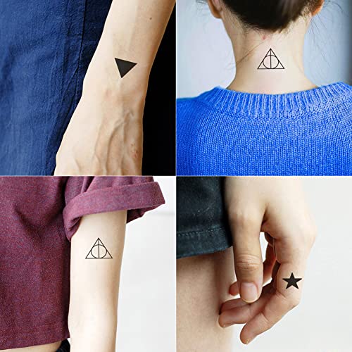 Oottati 2 Sheets Small Cute Temporary Tattoo Stickers Triangle Star Geometry #TOP3