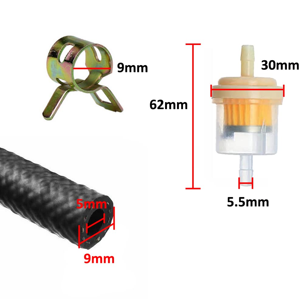 Kit Tuyau D'Essence 1PZ - 3m Conduite Carburant + Filtres + Colliers Pour Moteurs Kawasaki Kohler Briggs