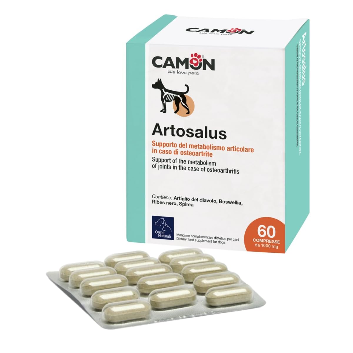 Artosalus mangime complementare per Cani e Gatti. Offerta Multipack. Due Confezioni da 60 compresse cad.