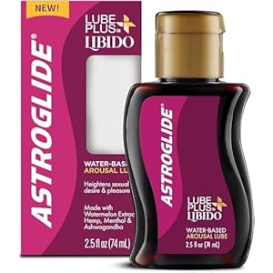 Astroglide Lube Plus Libido (2.5oz), Intimate Arousal Lube Heightens Desire and Sensitivity, Water Based Personal Lubricant, Enhances Pleasure for Women, Men, Couples, Travel Size (Packaging May Vary)