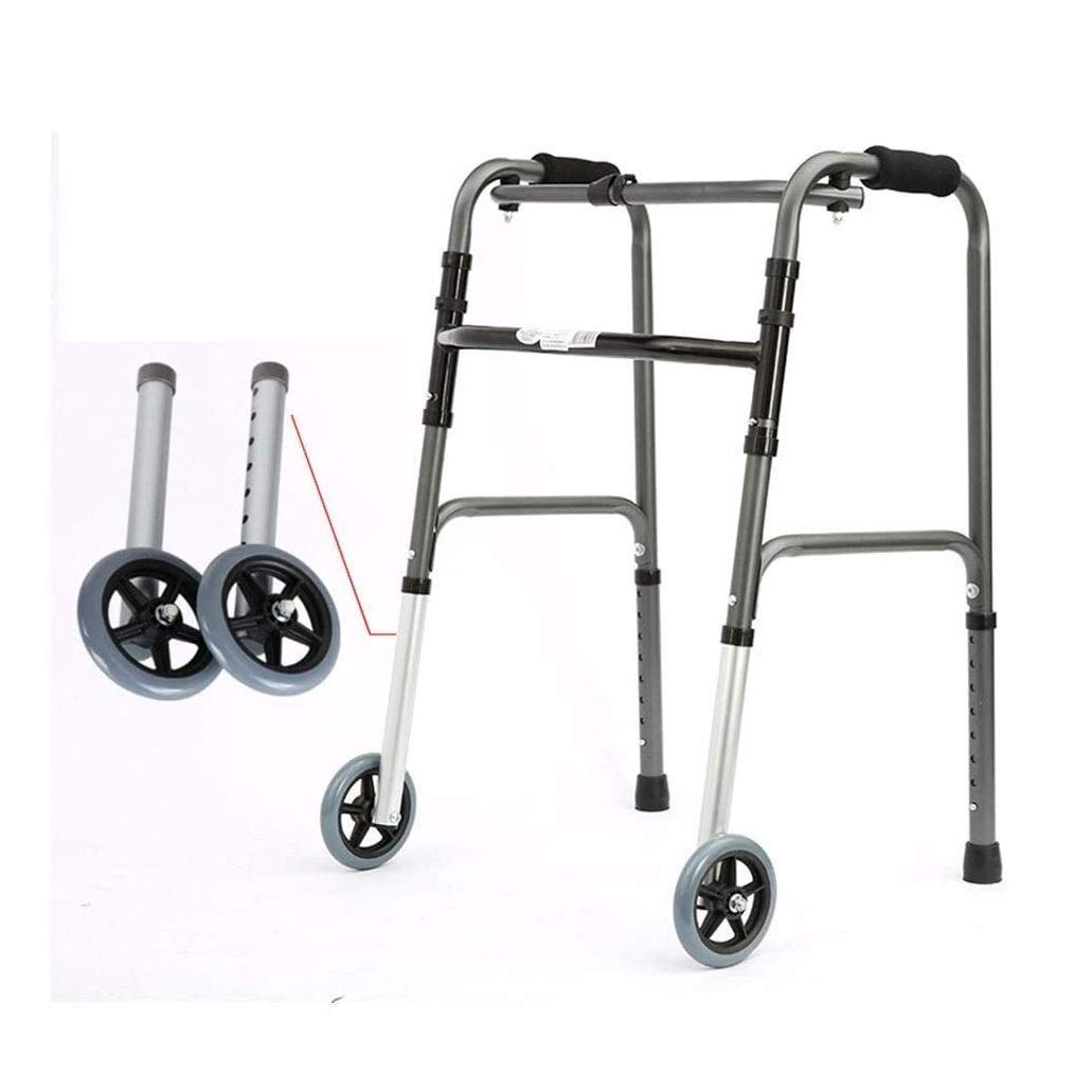Cesta para Caminar para Personas Mayores con Ruedas para Personas Mayores, Cesta Plegable con 2 Ruedas, Andador con Ruedas, Altura Ajustable, Ayuda para la Movilidad, Marco para ca