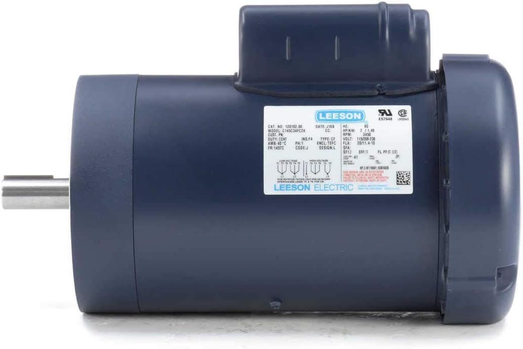 2 hp 3450 RPM 145TC Frame TEFC 115/208-230 volts Leeson Electric Motor # 120102