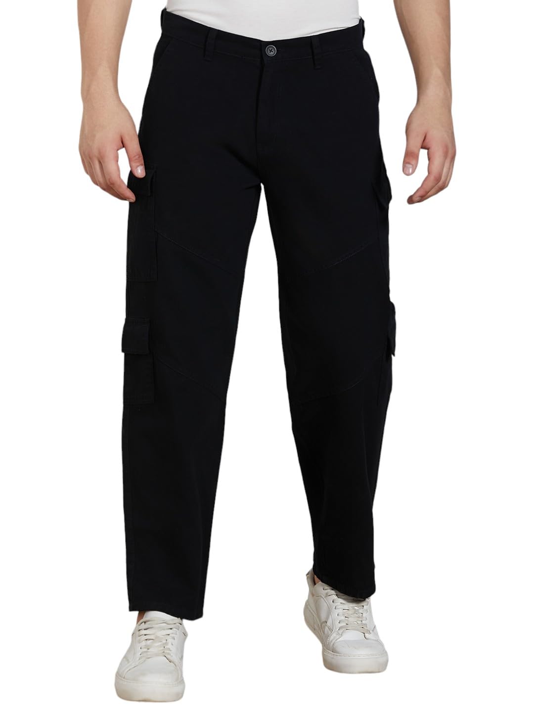 dennis lingo Men Cotton Lycra Solid Stretchable Cargo Trousers-picture-51