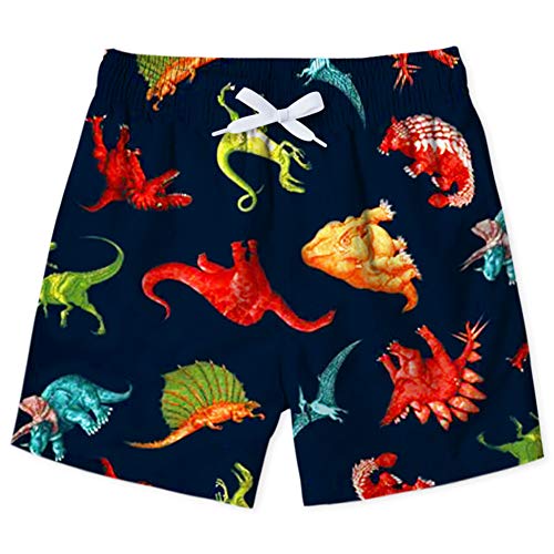 Lovekider Boy's Swim Trunks Dinosaur Print Board Shorts Funny Holiday Quick Dry Drawstring Pockets Kids Surf Swimsuit 4-5Years #TOP7