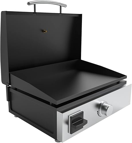 Miniatura 4 de Cubierta dura con bisagras de 17 pulgadas con termómetro para parrilla Blackstone de 17 pulgadas, tapa de parrilla 5010 para parrilla Blackstone,