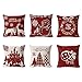 Produktbild Shengruili 6 Stück Kissenbezug Weihnachten,Weihnachtskissenbezug,Kissenbezug Frohe Weihnachten,Wohnkultur Leinen Dekokissen,Weihnachten Kissenbezüge,Weihnachten Deko Kissenhülle 45x45cm