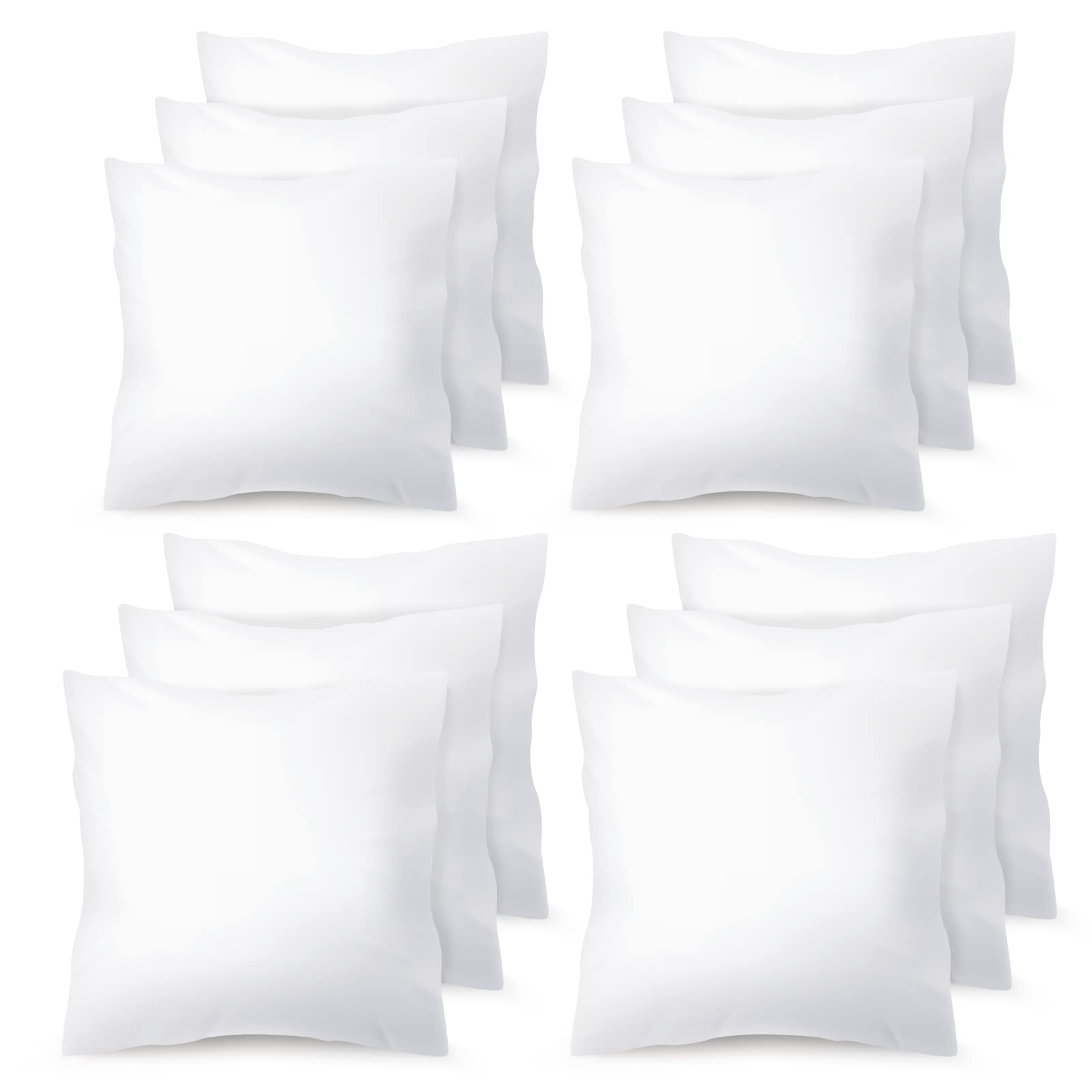 Geelin Juego de 12 piezas de relleno de almohada, 45,7 cm, cuadrados, de tela de algodón, relleno de almohada con relleno de microfibra de poliéster, almohada decorativa para sofá