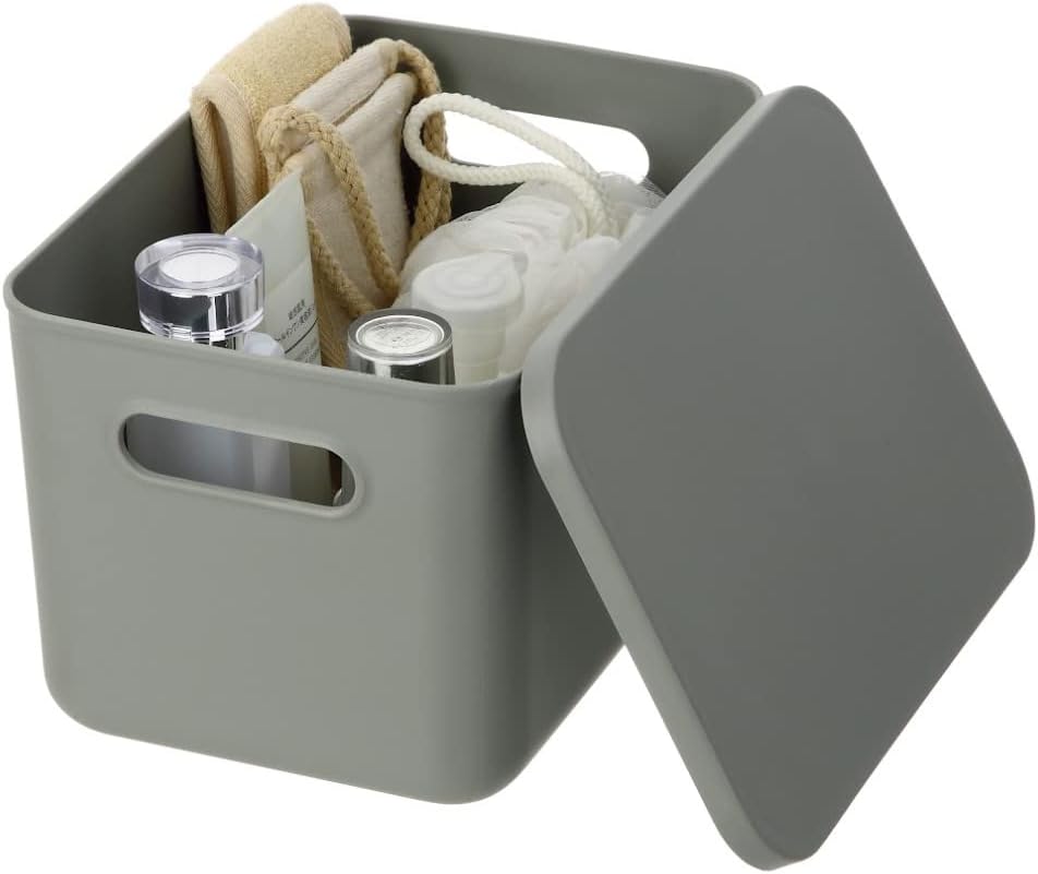 YBM HOME Stackable Plastic Storage Bin with Lid, Multipurpose for Classroom, Drawers, Desktop, Office, Playroom, Shelves, Closets, Grey, 2147-1