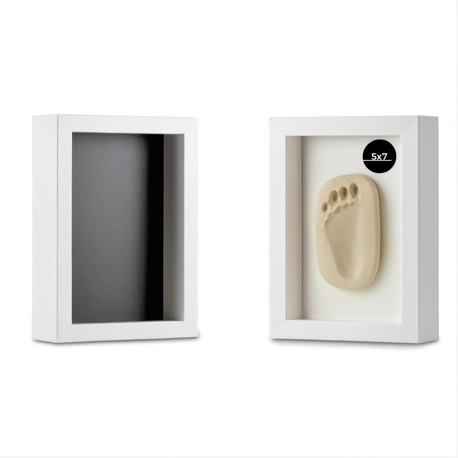 5x7 Shadow Box Picture Frame, Deep 1.77” Display Case with Real Glass, Removable Inner Frame & Black/White Mat for DIY Display of Baby Wedding Memories Crafts Medals & Photos (White, 2pcs) White 2pcs 5x7