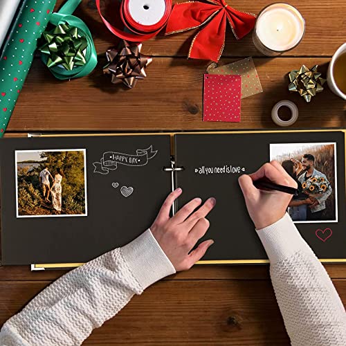 Hyaugx Scrapbook Album - Diy Couple Memory Book With I Love You, 30 Refillable Blank Black Pages With 4Pcs Photo Corners Sticker And Pens, Valentine's Day Gift For Women Men Boyfriend Girlfriend #TOP2