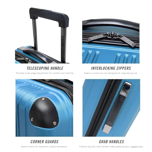 Image of Kenneth Cole REACTION Out of Bounds Lightweight Hardshell 4-Wheel Spinner Luggage, Teal, 20-Inch Carry On