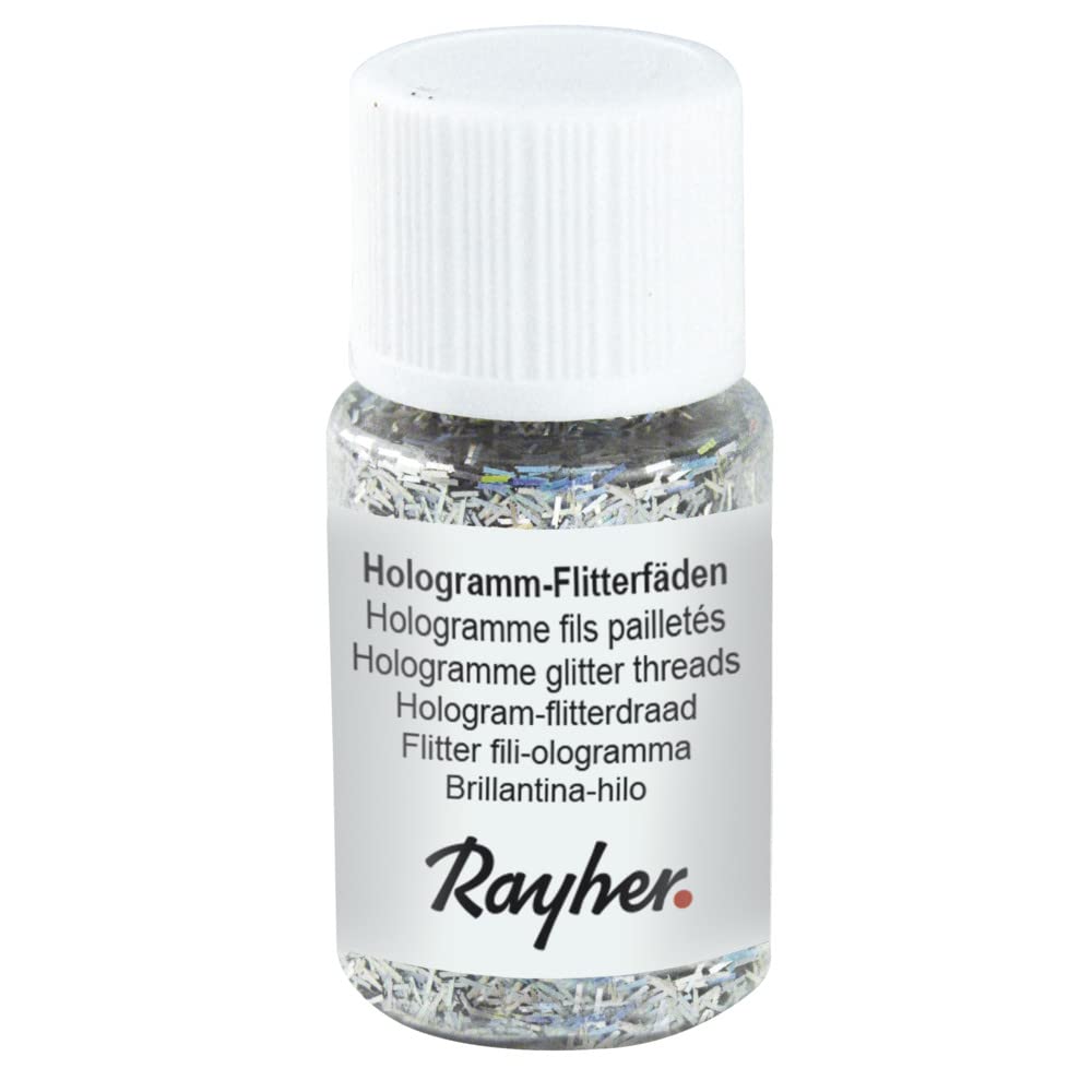 Rayher 39423610, hologramme Glitter Threads, 0.3 x 1.65 mm, PET, 1 Bottle