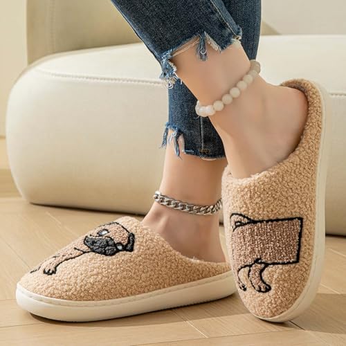 Image of Highland Cow Slippers for Women Plush Scottish Highland Cow Animal Slippers Warm Non Slip Home Indoor Slippers