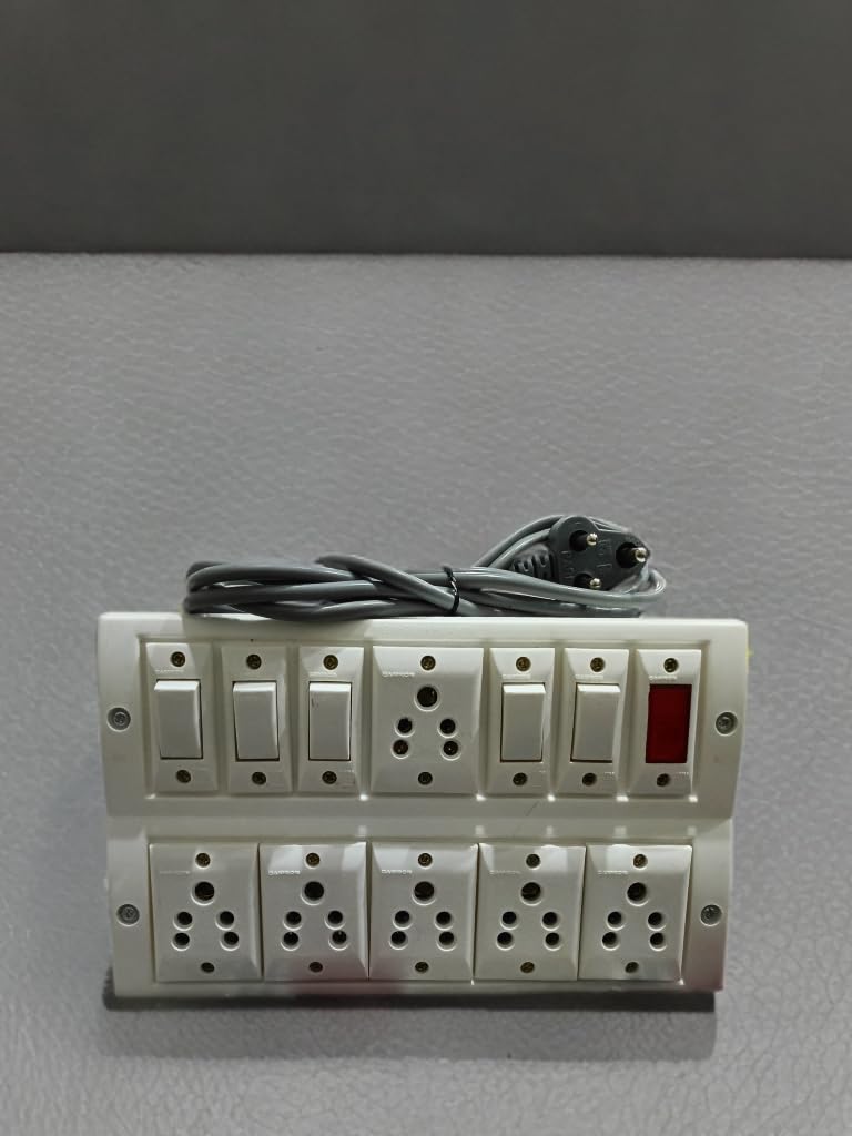 12 Way 6 Socket 5 Switch 1 Indicator with 2.5 Mtr Wire 20 Amp Plug Extension Box-image-22