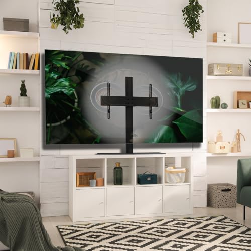 Kanto TTS140 Tabletop TV Stand for 40" to 90" TVs | Supports up to 125 lb | Height Adjustable | Swivels up to 32&deg; | Tilts -5&deg; | Black