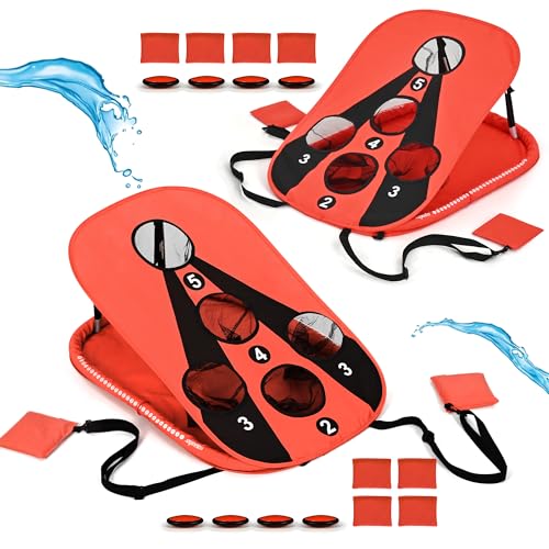 ropoda Pool Cornhole Board Set, 3ft x 2ft Corn Hole Games for Adults, Cornhole Set Floating, Pool Games for Adults, Water and Land Dual-Purpose, Easy Setup, Beach Toys for Family, Beach/Lawn Toys
