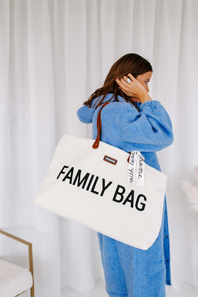 Childhome Family Bag Sac à Langer Voyage Grande Contenance Teddy Ecru