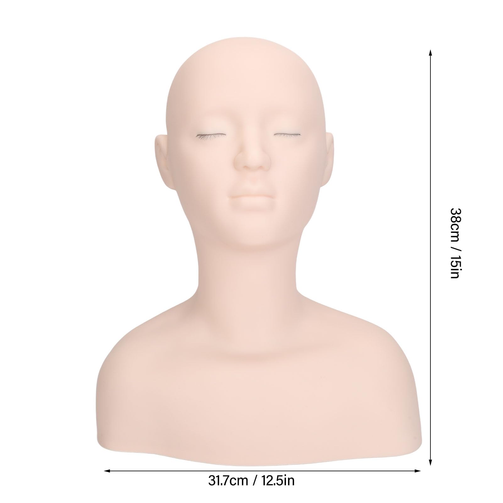 Luocute Supporto per Testa di Manichino per Trucco, Parrucca, con Spalla per Extension Ciglia, Trucco, Pratica, Cura della Pelle, Massaggio, Display, Manichino, Busto, Parrucca, Testa