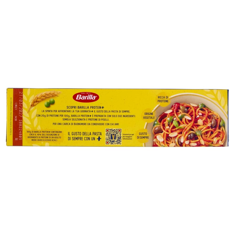 Barilla Protein+ Pasta Spaghetti – 24×400g / mit 20 g Protein/100g, pflanzlich, bronzegeschnitten, al dente Genuss + Beni Culinari Kostenloser Schlüsselanhänger