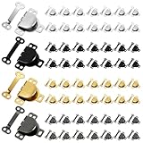 Hariendny 60 Sets Trouser Fasteners Pants Hook and Eye Skirt Hooks and Bar Sewing Closure Hooks for Waist Stainless Steel Dress Hook for Clothing DIY Crafting (Gold, Silver, Black, Metal Grey)