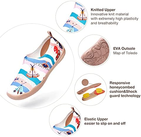UIN Women's Slip On Sneakers Casual Loafers Knitted Art Painted Comfort Soft Walking Shoes, Summer Elves, 8.5 — view 3