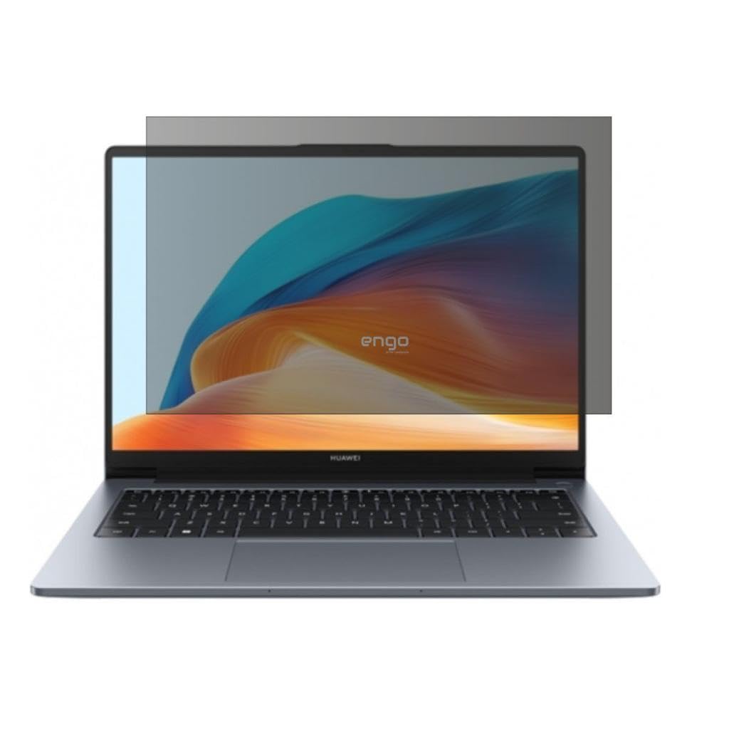 Engo Huawei Matebook D14 i5 2023 14 İnç İle Uyumlu Hayalet Ekran Koruyucu Notebook, Yandan Görünmeyen Anti-Spy Gizlilik (Privacy) Laptop Koruması, 9H Temperli Nano Kırılmaz Esnek Cam