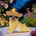 Glintoper Solar Garden Statue Dog Figurine, 8.7" Outdoor Resin Puppy Whimsical Lawn Porch Yard Art, Birthday Mothers Day Ideal Gifts, Lighted Shar Pei Ornaments for Patio Pathway Yard Decoration ?