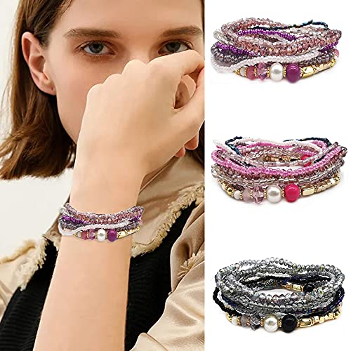 Mozaka 9 Sets Bohemian Stackable Multilayer Bracelets For Women Stretch Elastic Multicolor Beaded Bracelets Jewelry Set #TOP3