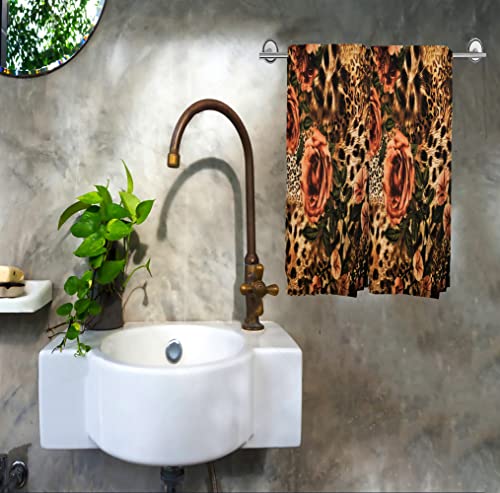 Lianmei Bathroom Hand Towels 2 Pack Leopard Soft Luxury Cotton Hand Towel Used For Beach,Kitchen,Bathroom,Spa,Gym Hotel Use #TOP2