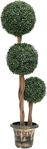 vidaXL Planta de boj artificial con forma de bola de maceta, árbol topiario para exteriores, planta falsa realista, decoración floral, flor