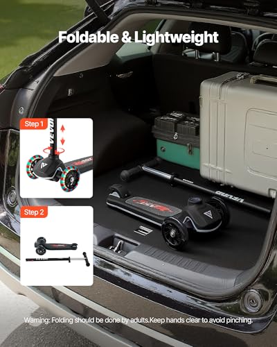 Vevor Monopattino Con 3 Ruote Per Bambini Da 3 Anni, Monopattino Carico Max. 75Kg 3 Altezze 710/755/800 Mm, Ruote Luminose φ120 Mm, Manubrio Altezza Regolabile, Pedana Antiscivolo, Nero - 6