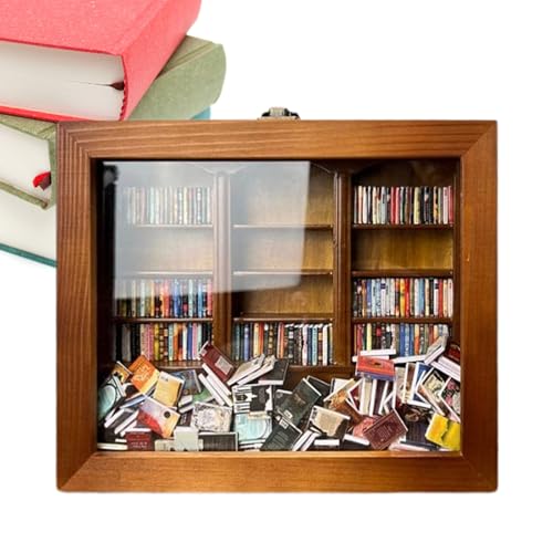 Eaglehg Anxi ety - Estantería Shake Away - Estantería en miniatura - Estantería de juguete para ansiedades | Estantería para amantes de los libros, bibliotecario de gusanos de biblioteca, 5 x 20 x 7,6