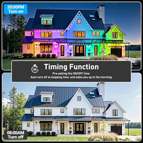 Image of LETIANPAI 300FT Permanent Outdoor Lights,RGB Eaves Light with App Control Remote,DIY Scene Modes IP67 Waterproof Under Eave Lighting,Outdoor Lights for Decor,Garden Decor,House,Party