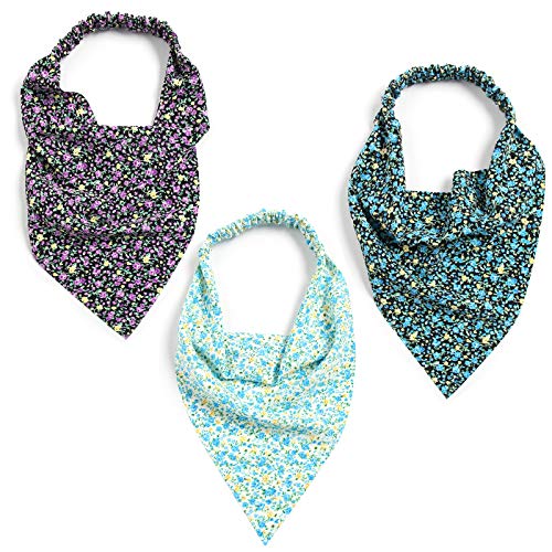 Furling Pompoms Floral Print Hair Scarf Headband for Women, Elastic Kerchief Hair Bandana Headwrap Ponytail Accessories Pack of 3 pcs Furling Pompoms Floral Print Hair Scarf Headband for Women, Elastic Kerchief Hair Bandana Headwrap Ponytail Accessories Pack of 3 pcs