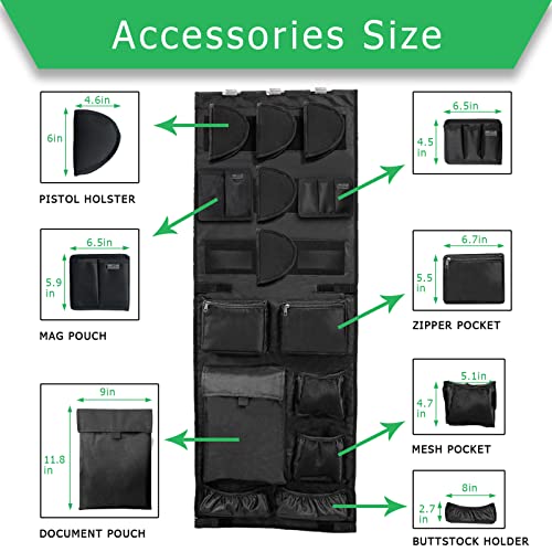 NEXT STATION Gun Safe Door Organizer,Gun Safe Door Panel Organizer with Removable Pistol Holders Mag Pouch,Adjustable Width Fit Panel 18.5 to 23 inches,Gun Safes Accessories Storage(18W*46.5H inch)
