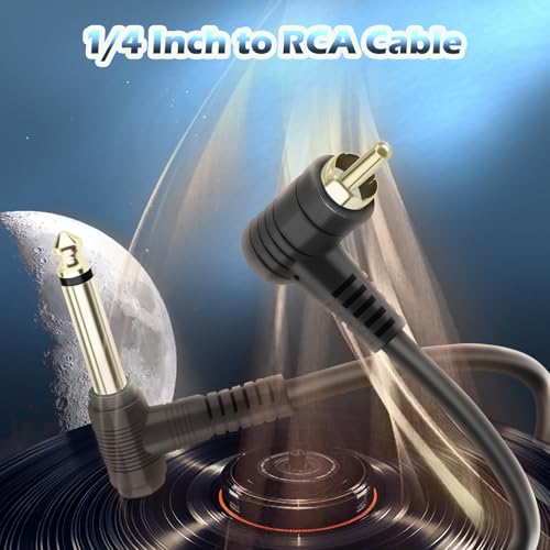 Cable adaptador 6.6 ft 1/4" a RCA ángulo 90° miniatura 4