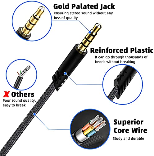 Leclooc Replacement For Astro A40 Cord, A10 Headset Cable Braided Wire, 6.5 Feet/2.0 M Volume Control Cable Compatible With Astro A40Tr/A40/A10 Gaming Headsets Cord #TOP4