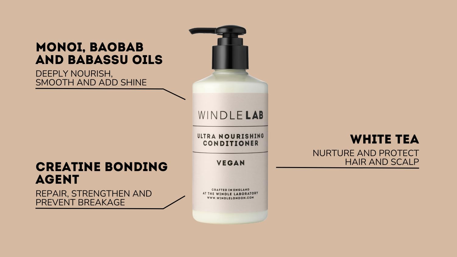 Ultra Nourishing Conditioner by Windle LAB, With White Tea and Monoi Oil - Image 2
