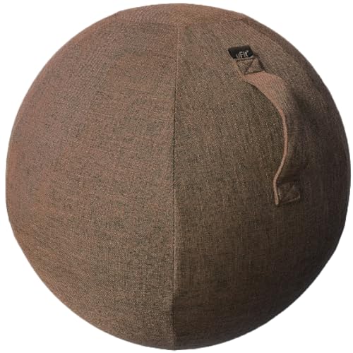 【日本国内メーカー】uFit Balance Ball バランスボール カバー付き 55cm 椅子 耐荷重 300kg アンチバースト 持ち手 空気入れ ブラウン ファブリック プロアスリート 水谷隼 愛用 デスクワークの商品画像（Amazon）