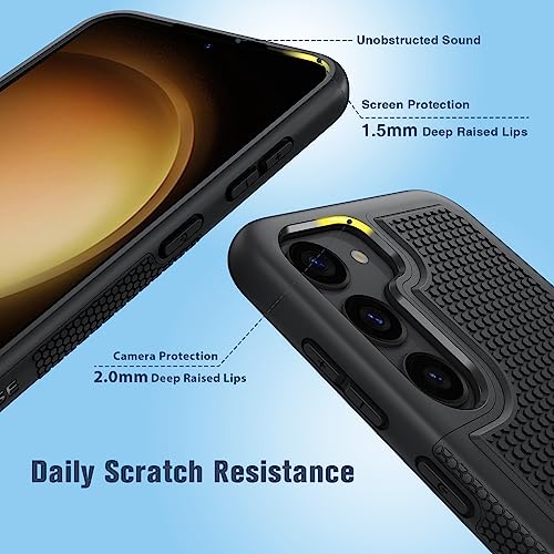 Image of FNTCASE for Samsung Galaxy S23 Case: Dual Layer Heavy Duty Cell Phone Protective Cover Shockproof Rugged with Non-Slip Textured - Military Drop Protection Bumper Tough - 2023, 6.1inch Black