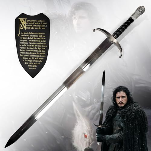Game of Thrones Schwert Langklaue von Jon Schnee | Longclaw Replik 107cm | Deko Waffe mit Wolfsknauf & Wandhalterung | GoT Sammlerschwert