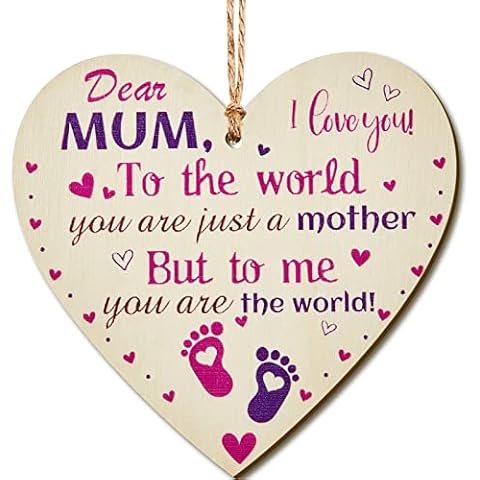 Placa de Madera de Corazón de I Love You Mum Letrero Colgante Cover
