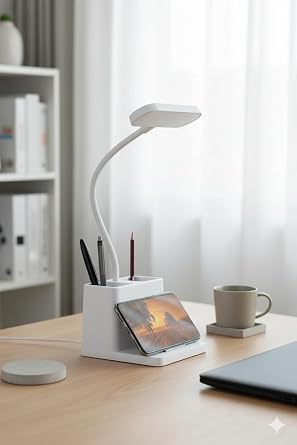 Busstier USB Şarjlı LED Masa Lambası Kalemlikli Dokunmatik 3 Kademeli Işık Ayarı 360 Derece Dönebilen Göz Koruma Masa Lambası Ofis Çalışma Gece Lambası [Enerji Sınıfı A+++]