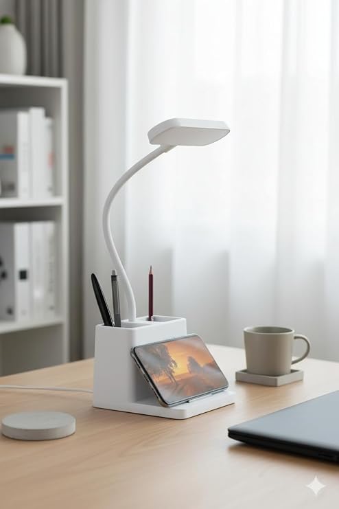 Busstier USB Şarjlı LED Masa Lambası Kalemlikli Dokunmatik 3 Kademeli Işık Ayarı 360 Derece Dönebilen Göz Koruma Masa Lambası Ofis Çalışma Gece Lambası [Enerji Sınıfı A+++]