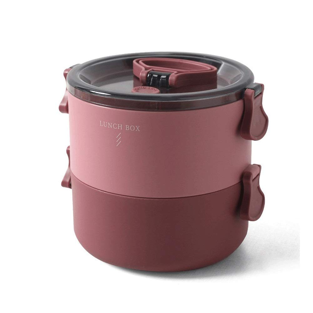 fiambrera bento, Fiambreras Bento Box de varios compartimentos, material libre BPA, contenedor térmico for alimentos for la oficina(Red 1)