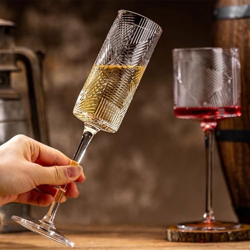 Juego de 2 copas champán con relieve un regalo ideal de cristal con base alta 4
