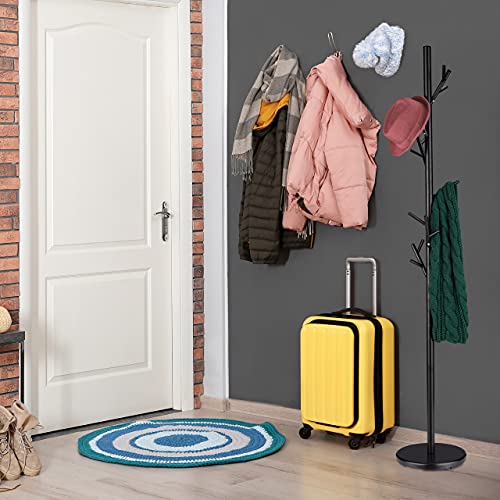 Relaxdays Perchero de Pie Diseño Árbol, Metal, 12 Ganchos, 176x30cm, Guardarropa, Colgador de Chaquetas Estable, Negro - imagen 5