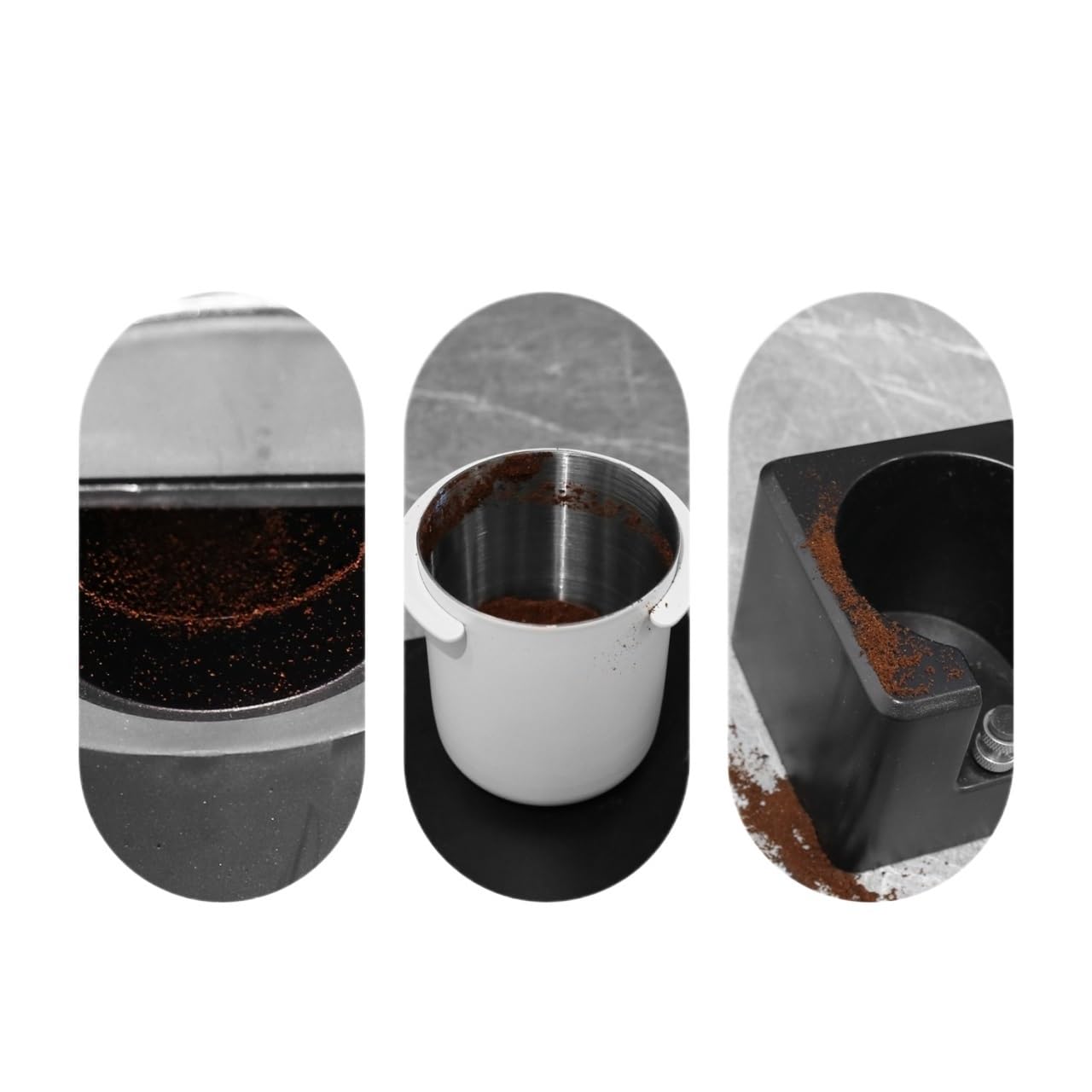 Kit Pulverizador Eléctrico Granos Café Vaso Dosificador | Máquina nebulizadora y recipiente reducen polvo al moler(1pc Black Tray)