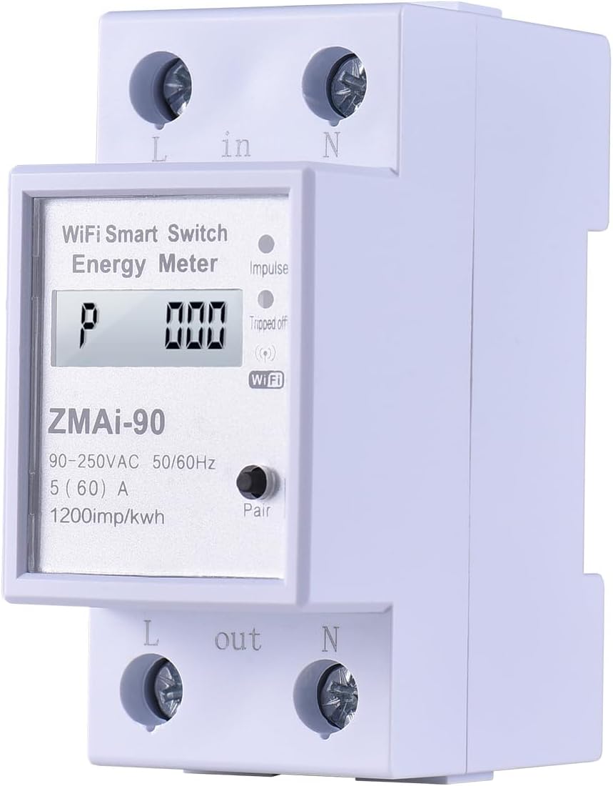 WiFi Smart Energy Monitor Switch Meter, Single Phase Smart Energy Monitor, Kwh Meter Wattmeter, Smart Circuit Breaker Compatible with Alexa Google Home, Remote Control with Smart Life/TY App