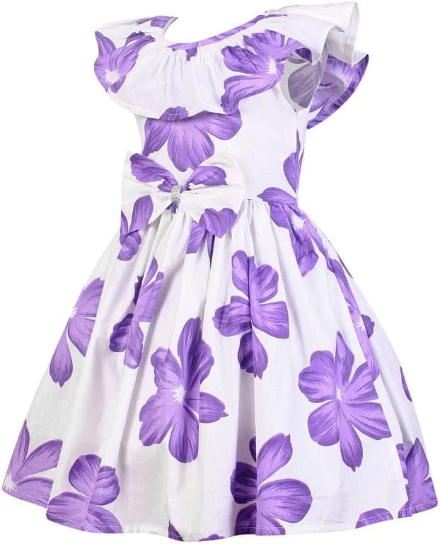 Alina-Enterprises Cotton Printed Girl's Frocks,Knee Length Comfortable Dress for Kids